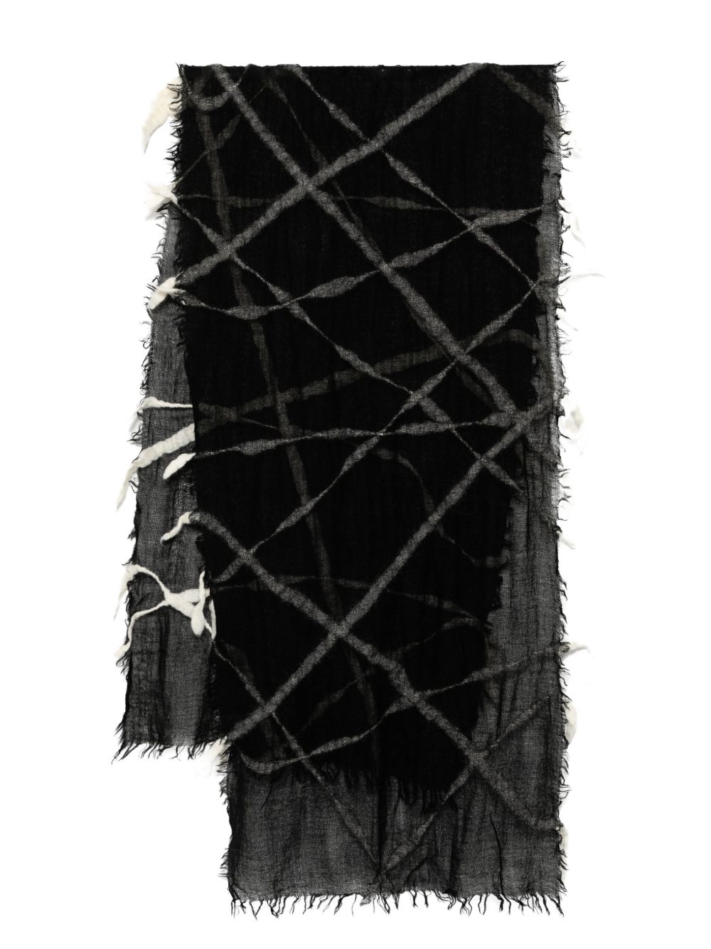 Yohji Yamamoto 流苏边围巾 - 黑色