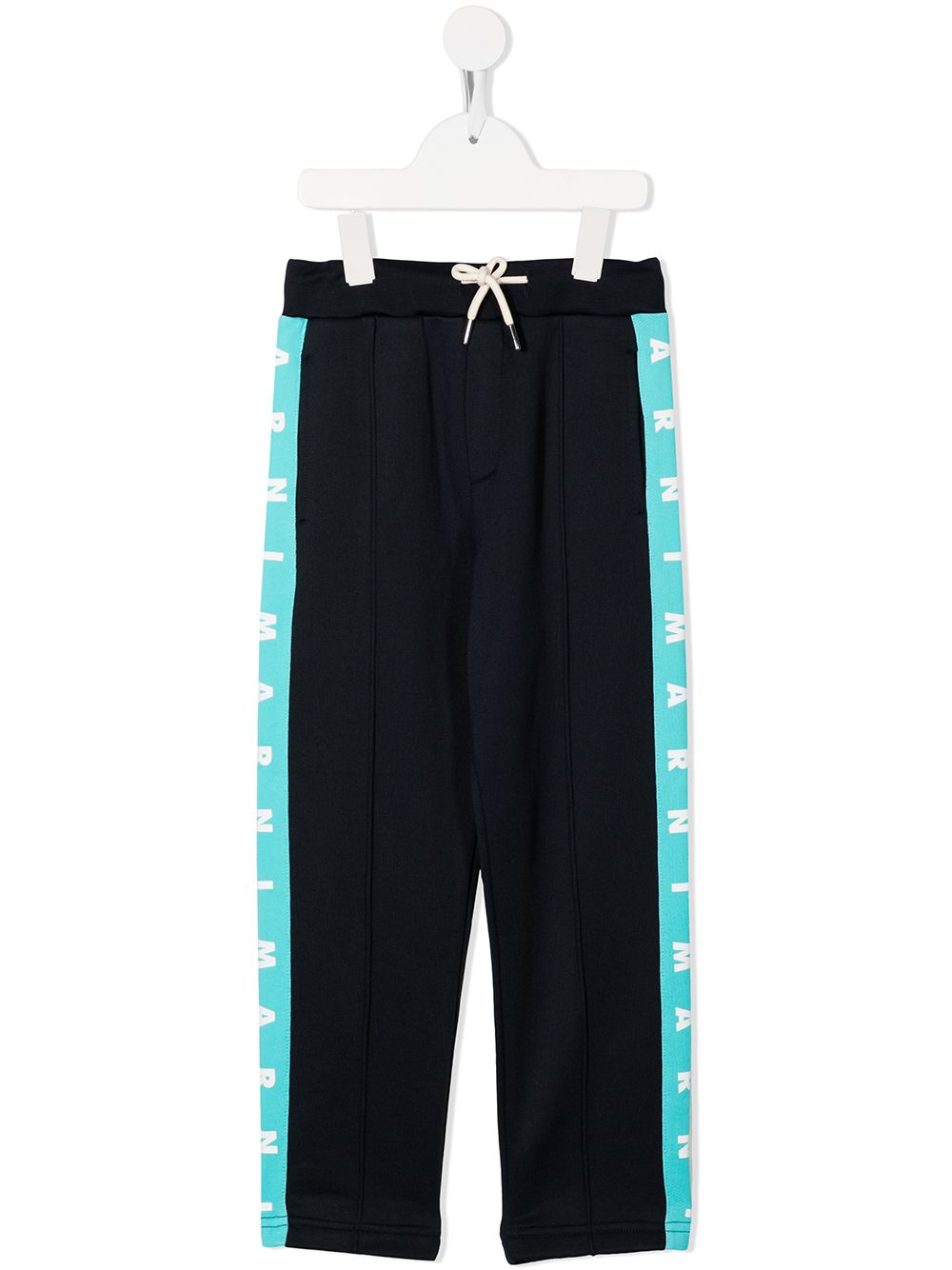 Marni Kids logo条纹运动裤 - 蓝色