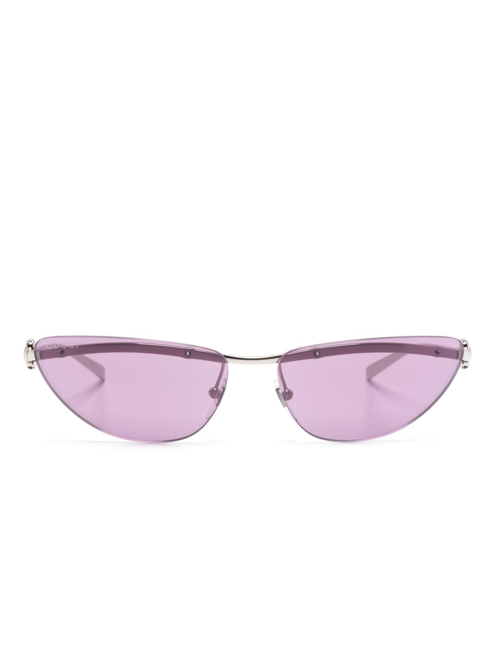 Gucci Eyewear 椭圆形框太阳眼镜 - 银色
