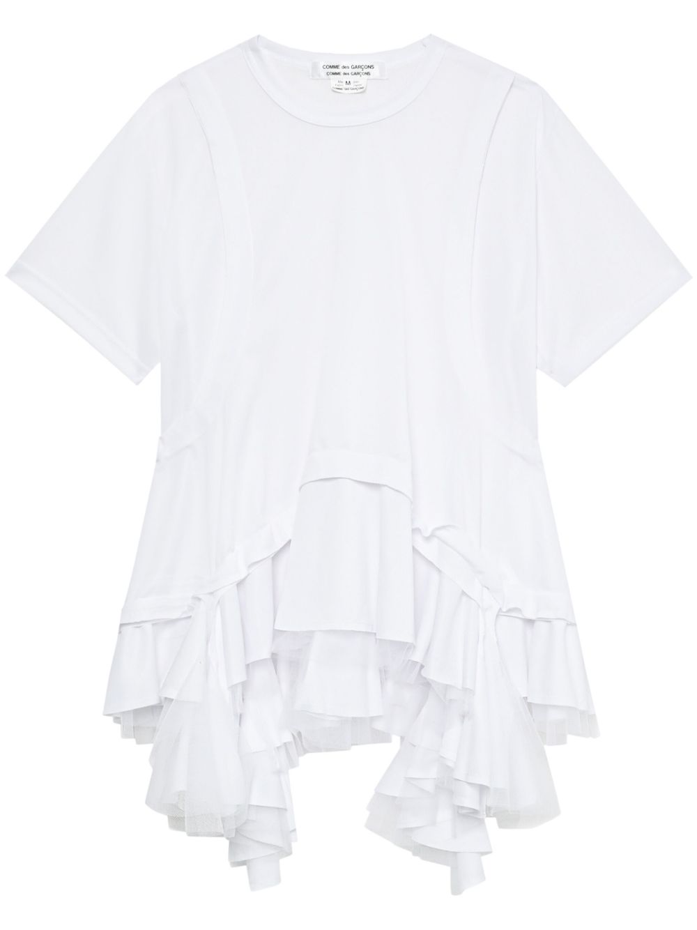 Comme Des Garçons Comme Des Garçons 不对称荷叶边T恤 - 白色