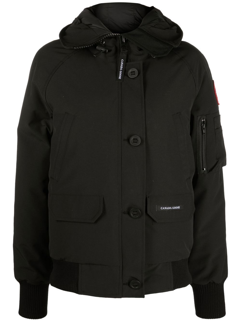 Canada Goose 标贴连帽羽绒夹克 - 黑色