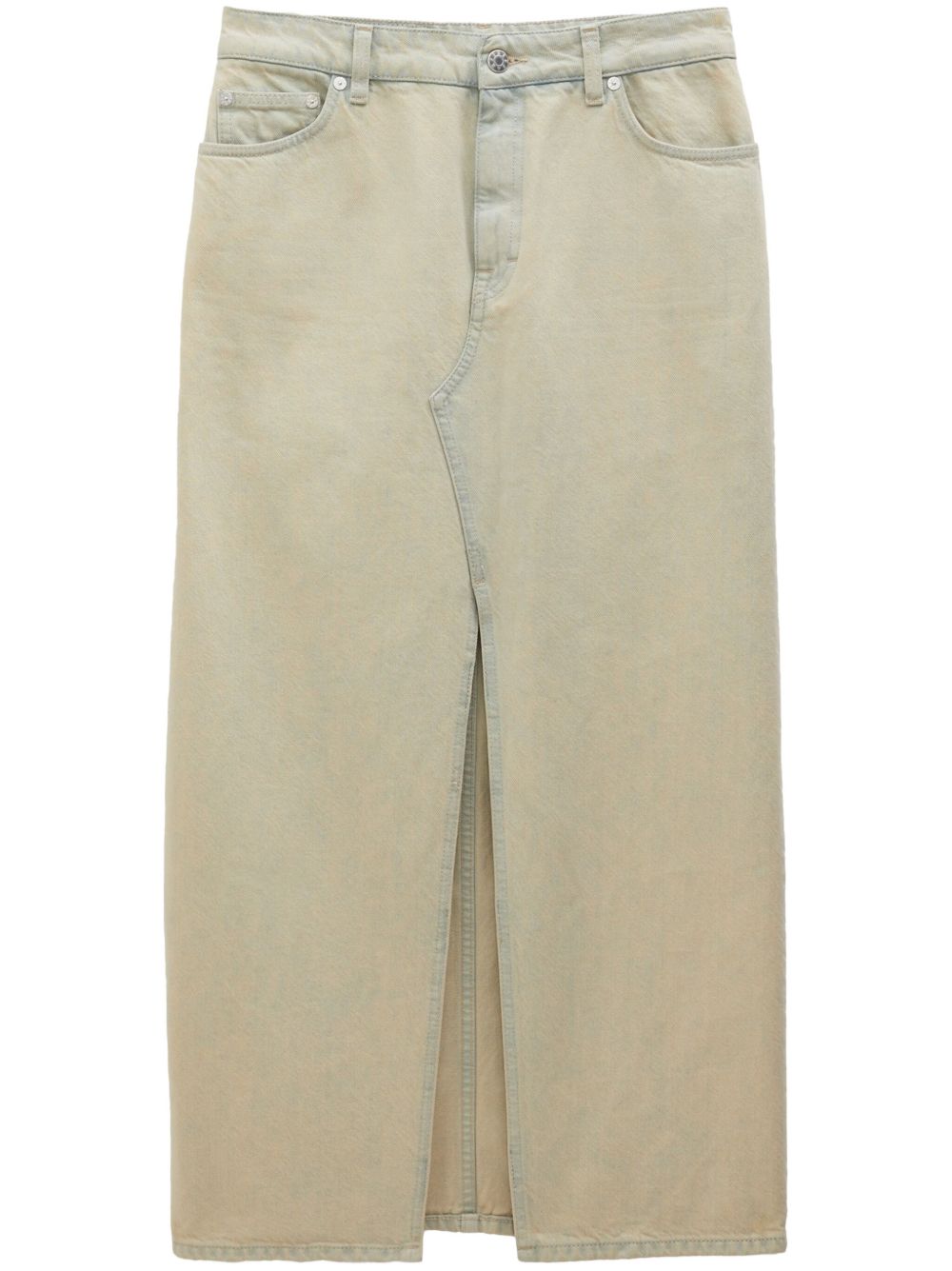 Filippa K 正面开衩牛仔中长半身裙 - 中性色