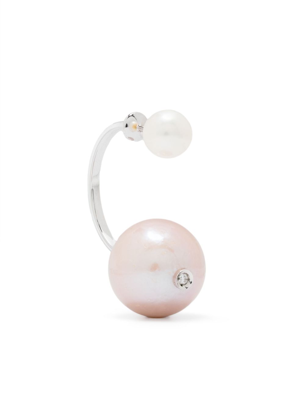 Delfina Delettrez 18kt white gold pink pearl and diamond earring - 银色