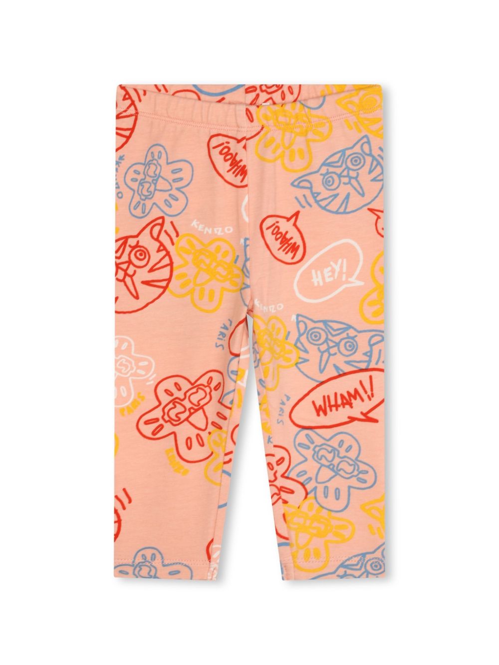 Kenzo Kids 图案印花棉打底裤 - 中性色