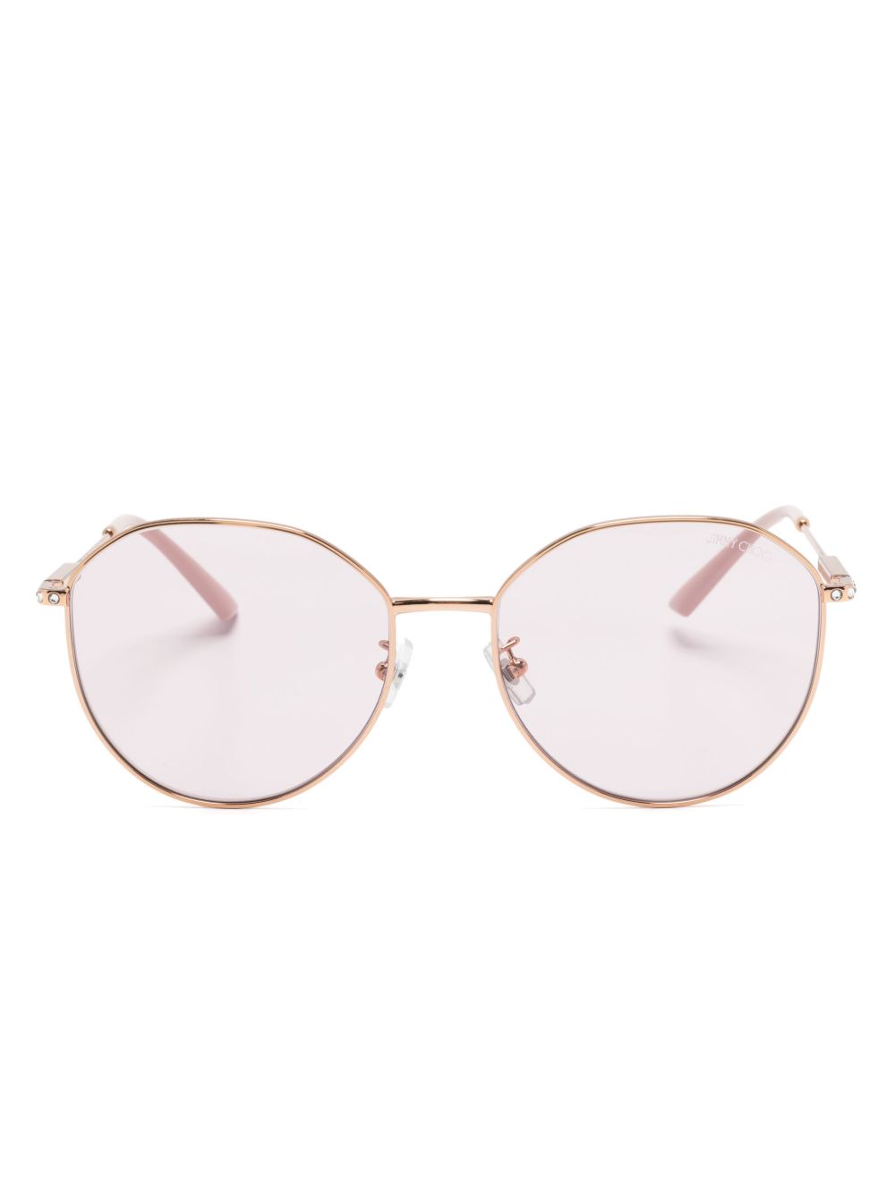 Jimmy Choo Eyewear 晶饰几何形镜框太阳眼镜 - 粉色