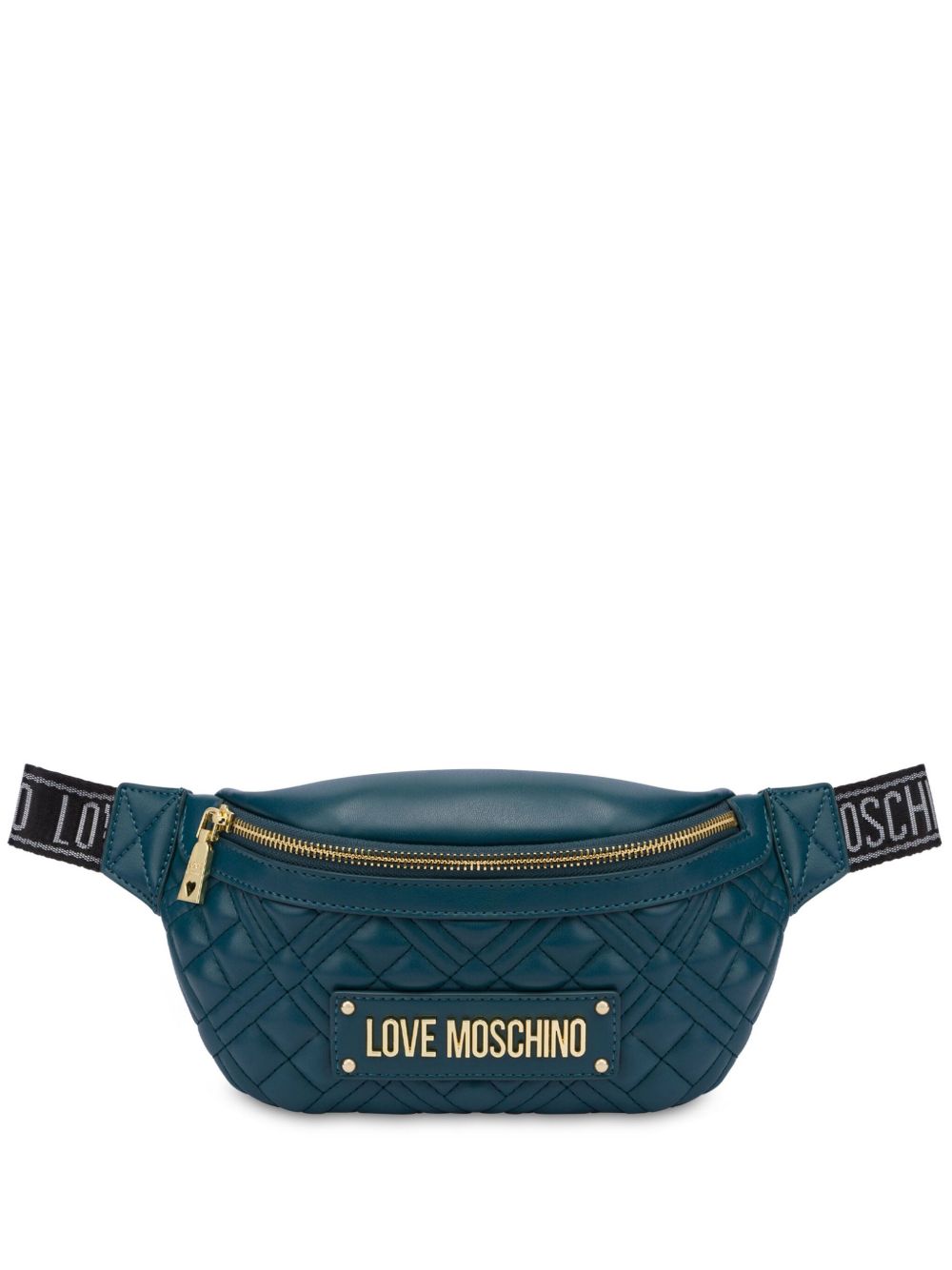 Love Moschino logo绗缝腰包 - 绿色