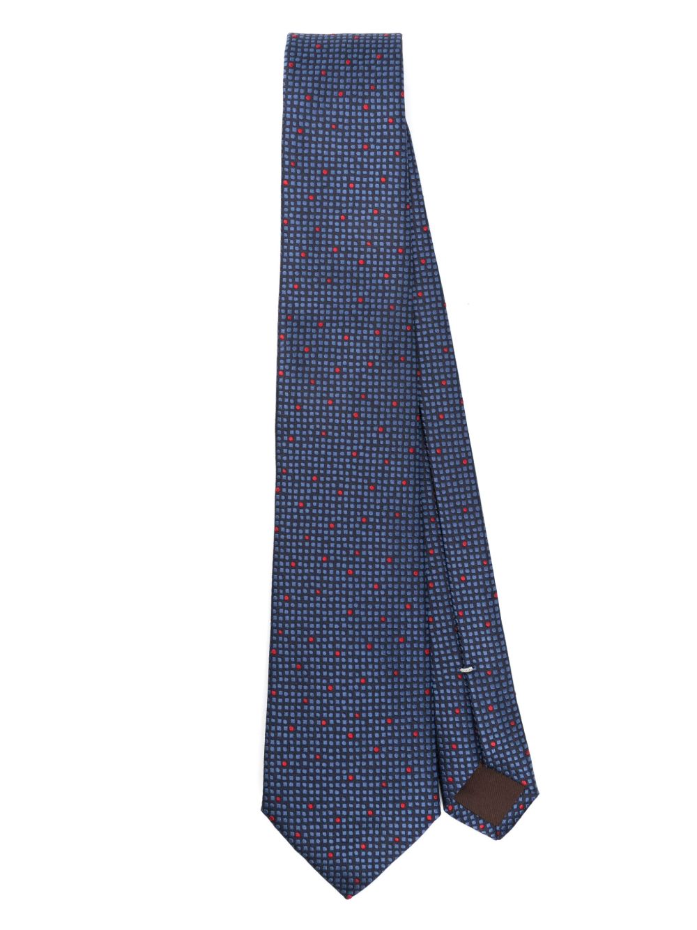 Canali 图案提花真丝领带 - 蓝色