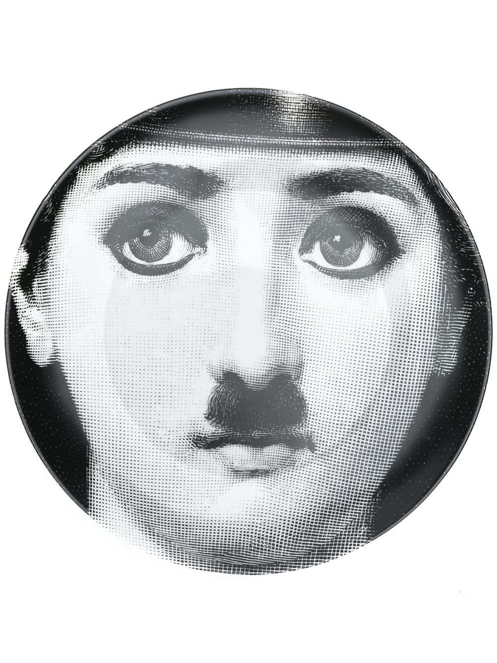 Fornasetti N.204人脸图案装饰盘 - 黑色