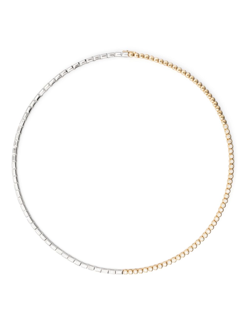 Yvonne Léon Half Riviere 18K黄金白金钻石项链 - 金色