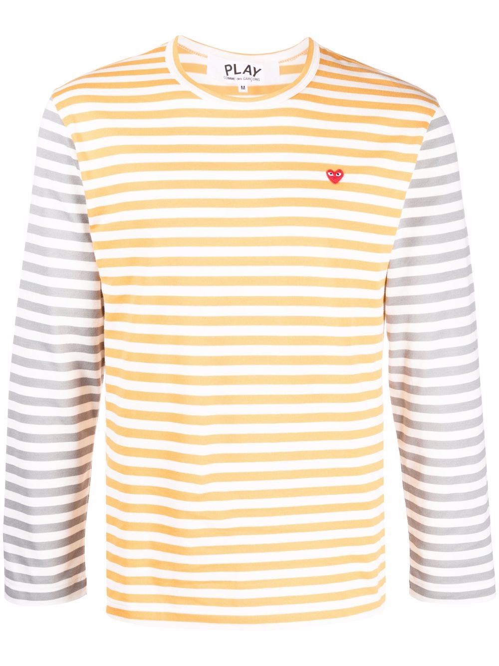 Comme Des Garçons Play logo刺绣条纹T恤 - 橘色