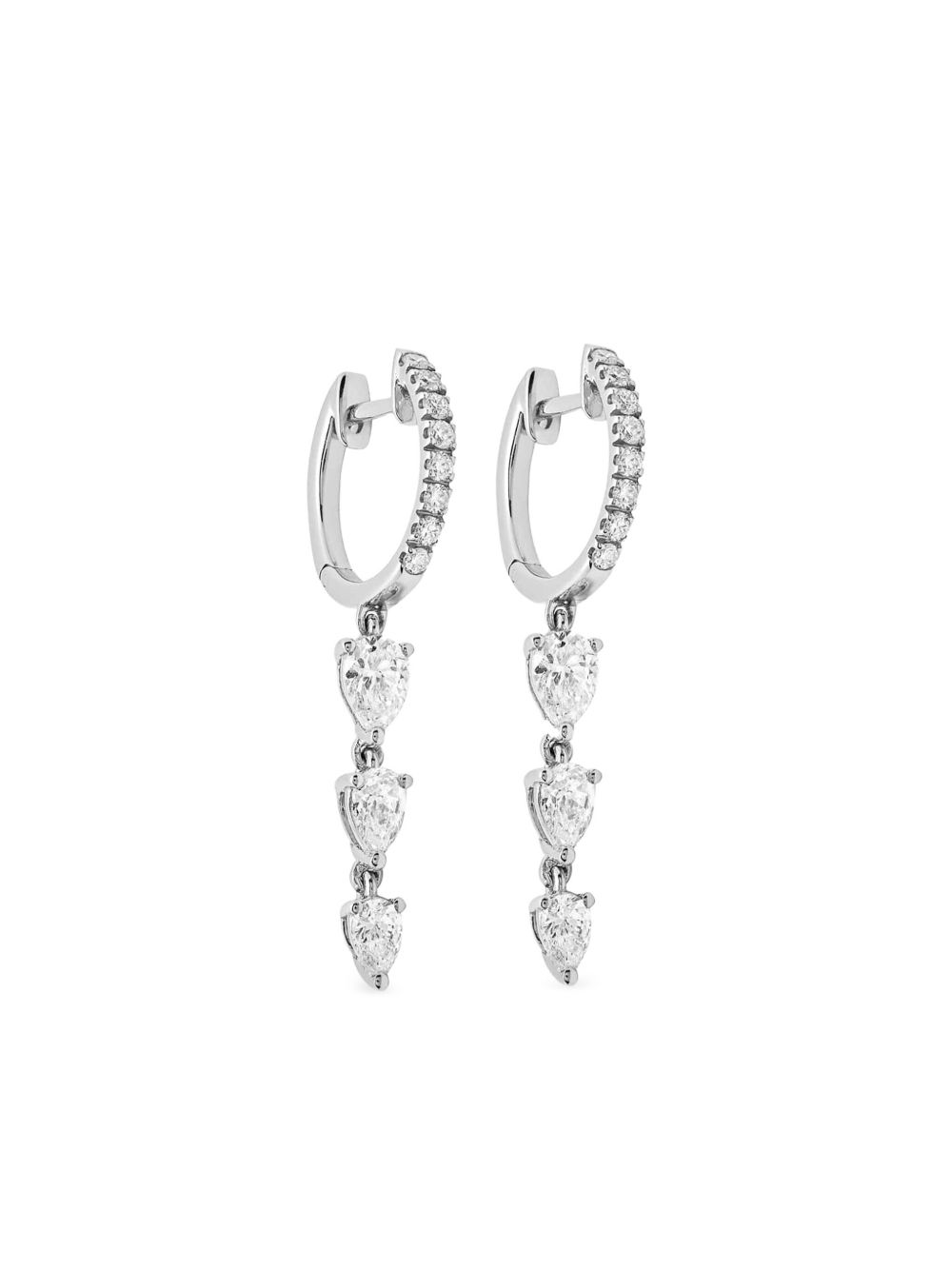 Jewels Aficionado 18K白金钻石圈形耳环 - 银色