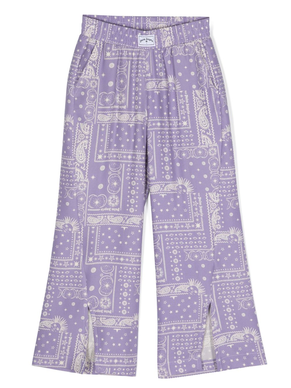 Palm Angels Kids Astro Paisley 开衩底边长裤 - 紫色