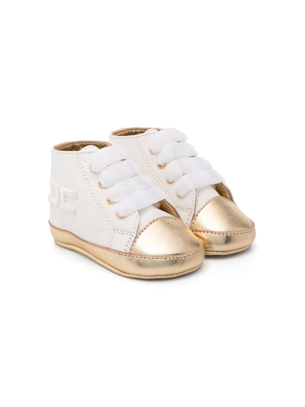Elisabetta Franchi La Mia Bambina logo刺绣学步鞋 - 白色