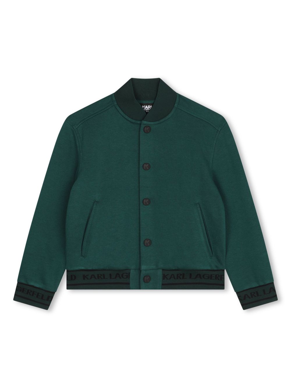 Karl Lagerfeld Kids logo刺绣飞行员夹克 - 绿色