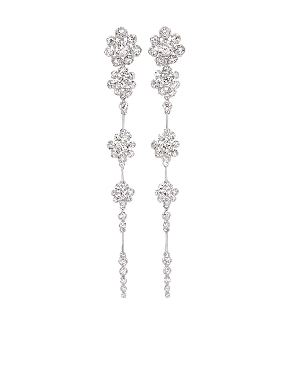 Annoushka Marguerite 18K白金钻石吊饰耳环 - 银色