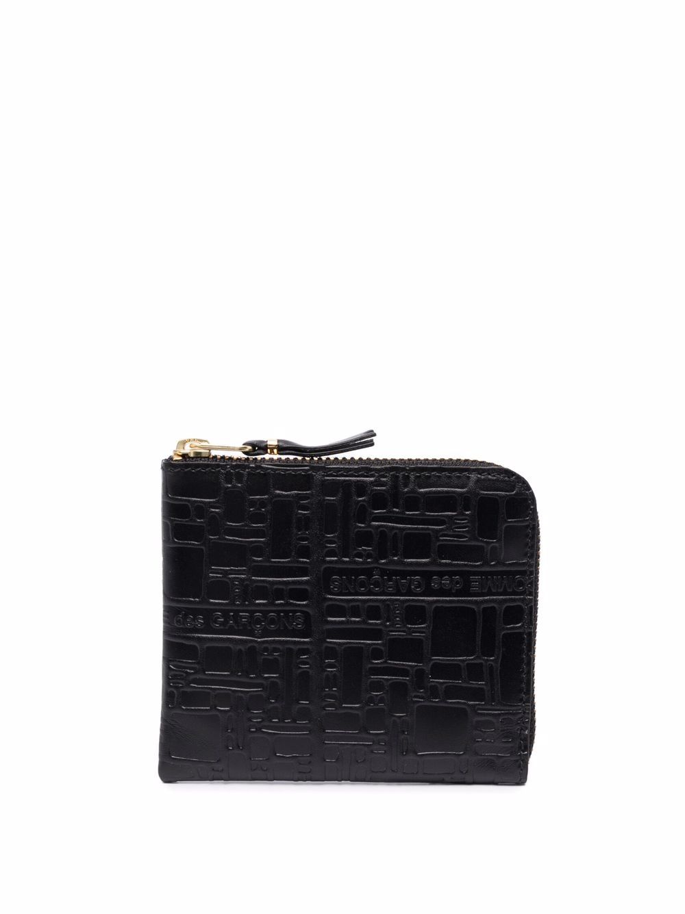 Comme Des Garçons Wallet Embossed Logotype 小号拉链皮质钱包 - 黑色