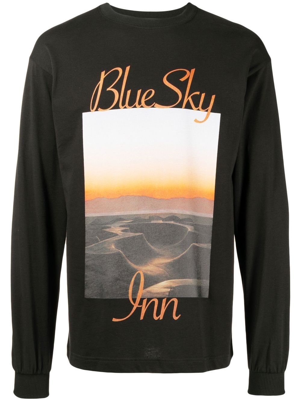 BLUE SKY INN 相片印花棉质长袖T恤 - 黑色