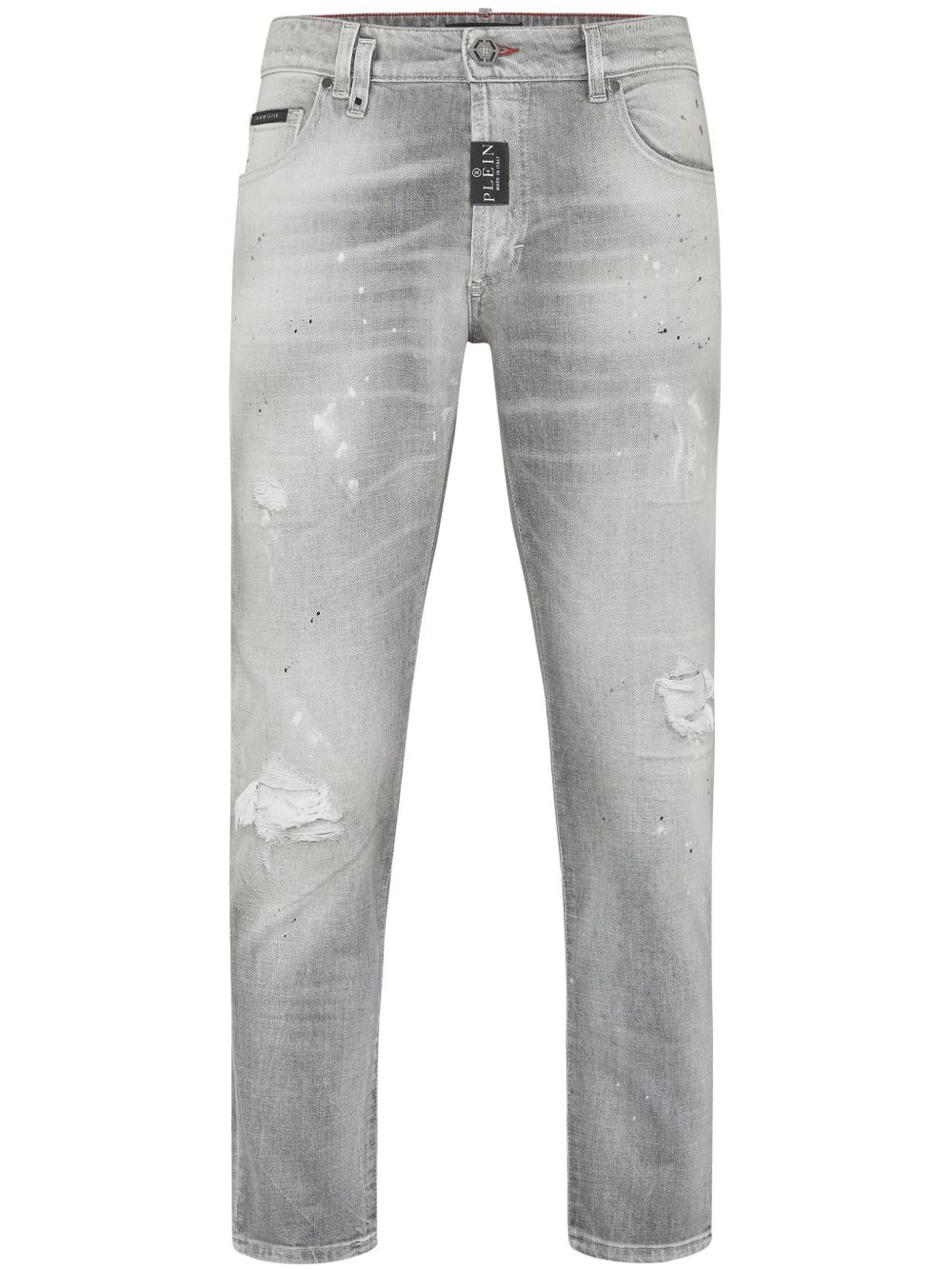 Philipp Plein logo-appliqué skinny jeans - 灰色
