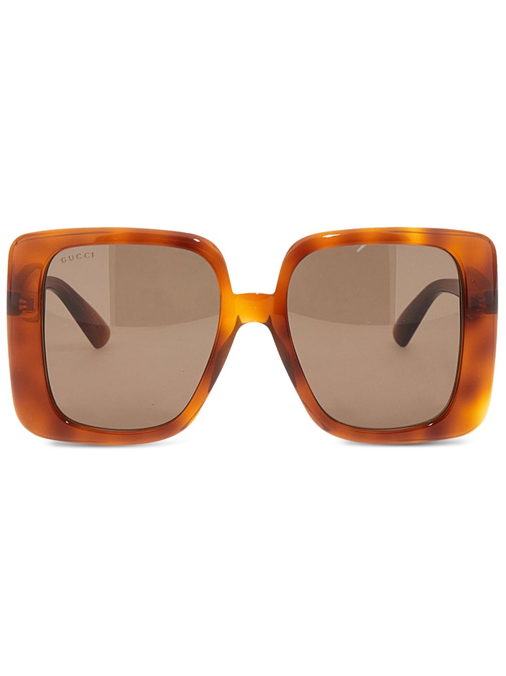 Gucci Eyewear 玳瑁纹超大框太阳眼镜 - 褐色