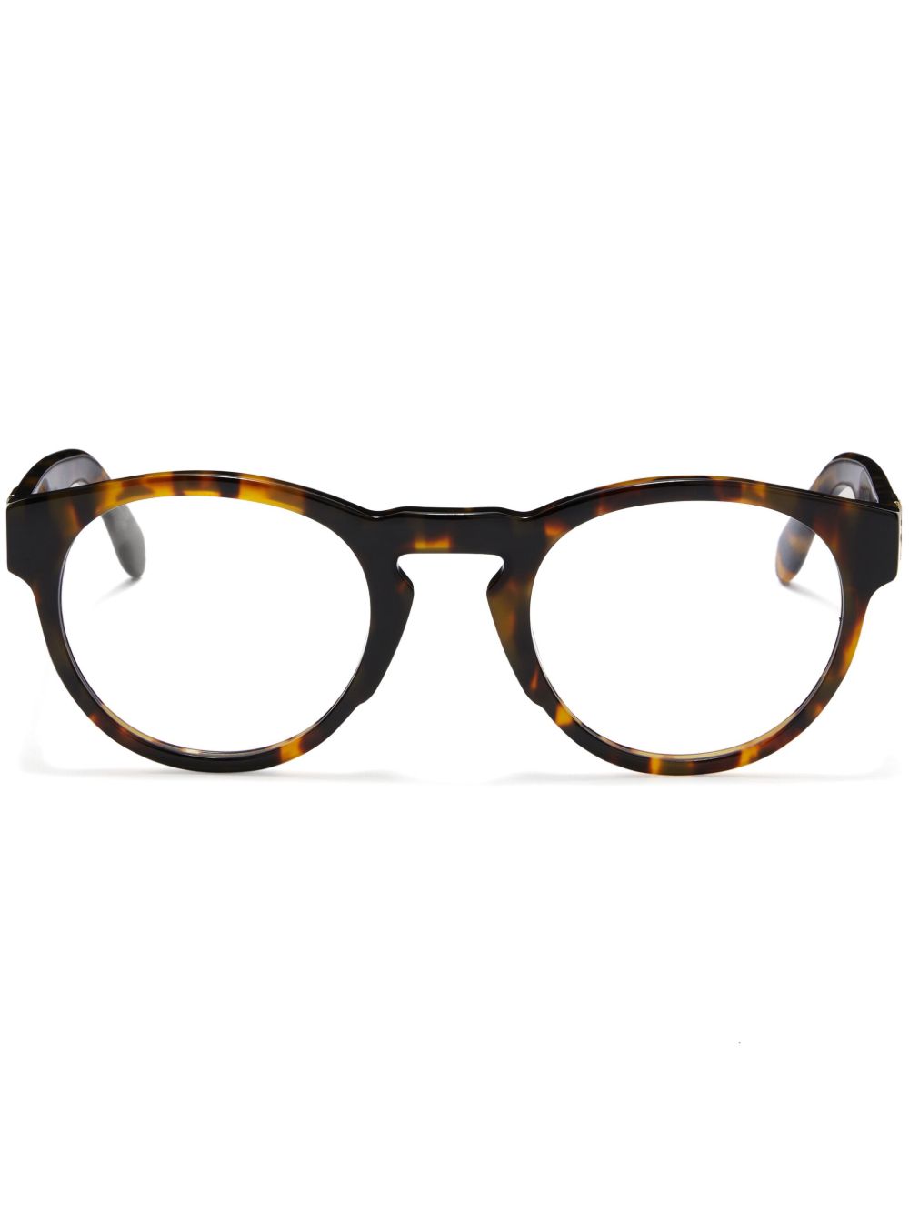 Palm Angels Eyewear 玳瑁纹圆框眼镜 - 褐色