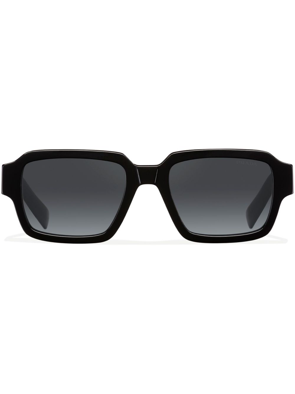 Prada Eyewear logo细节长方形框太阳眼镜 - 黑色