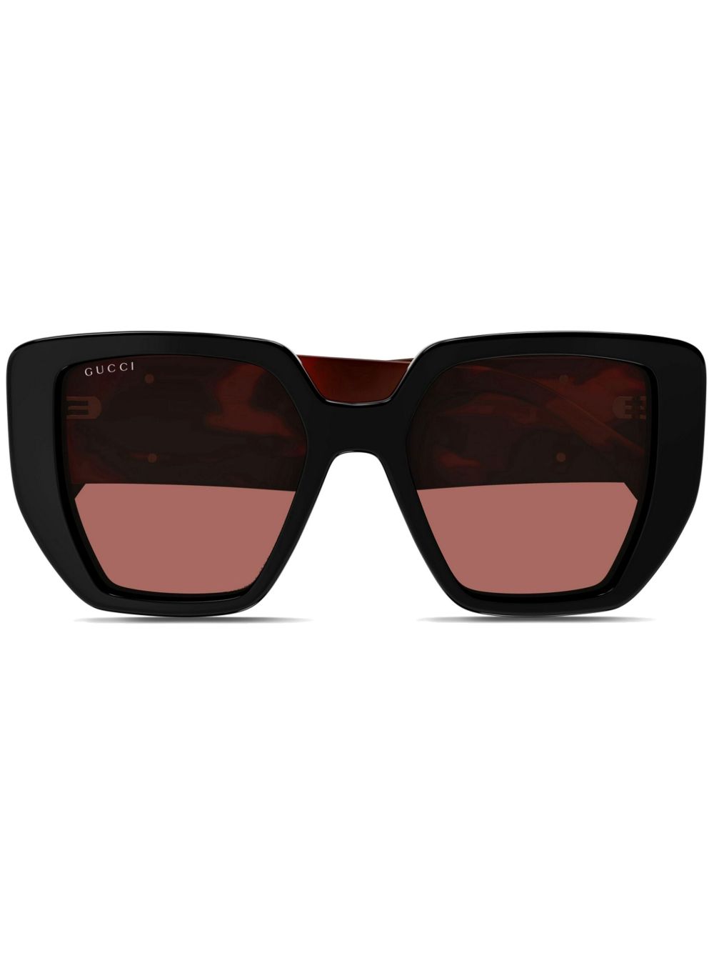 Gucci Eyewear logo标牌超大框太阳眼镜 - 黑色