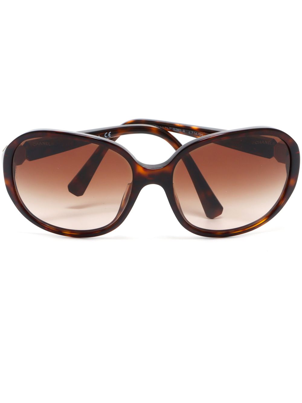 CHANEL Pre-Owned CC 超大镜框太阳眼镜（典藏款） - 褐色