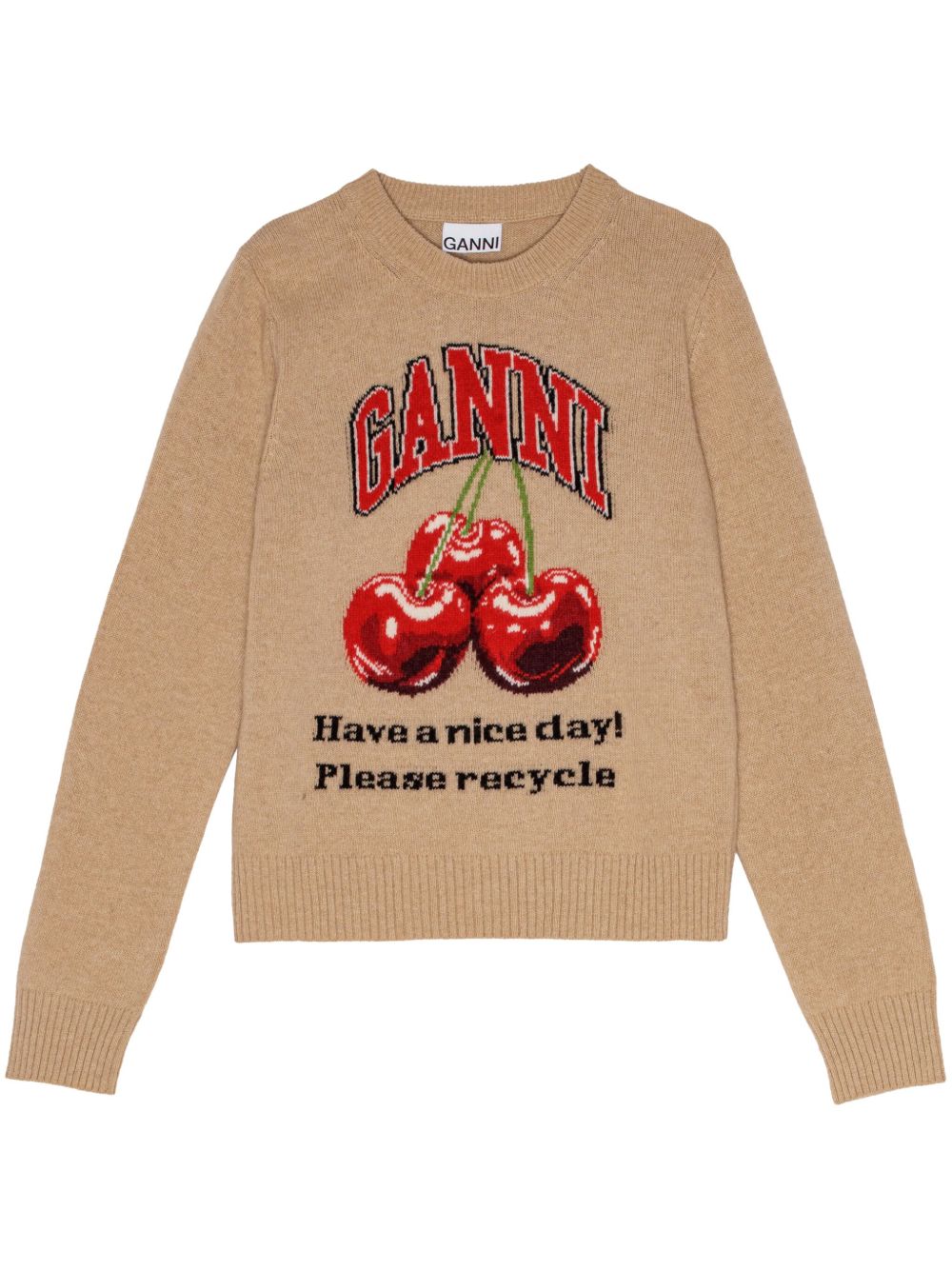 GANNI 樱桃嵌花针织毛衣 - 褐色