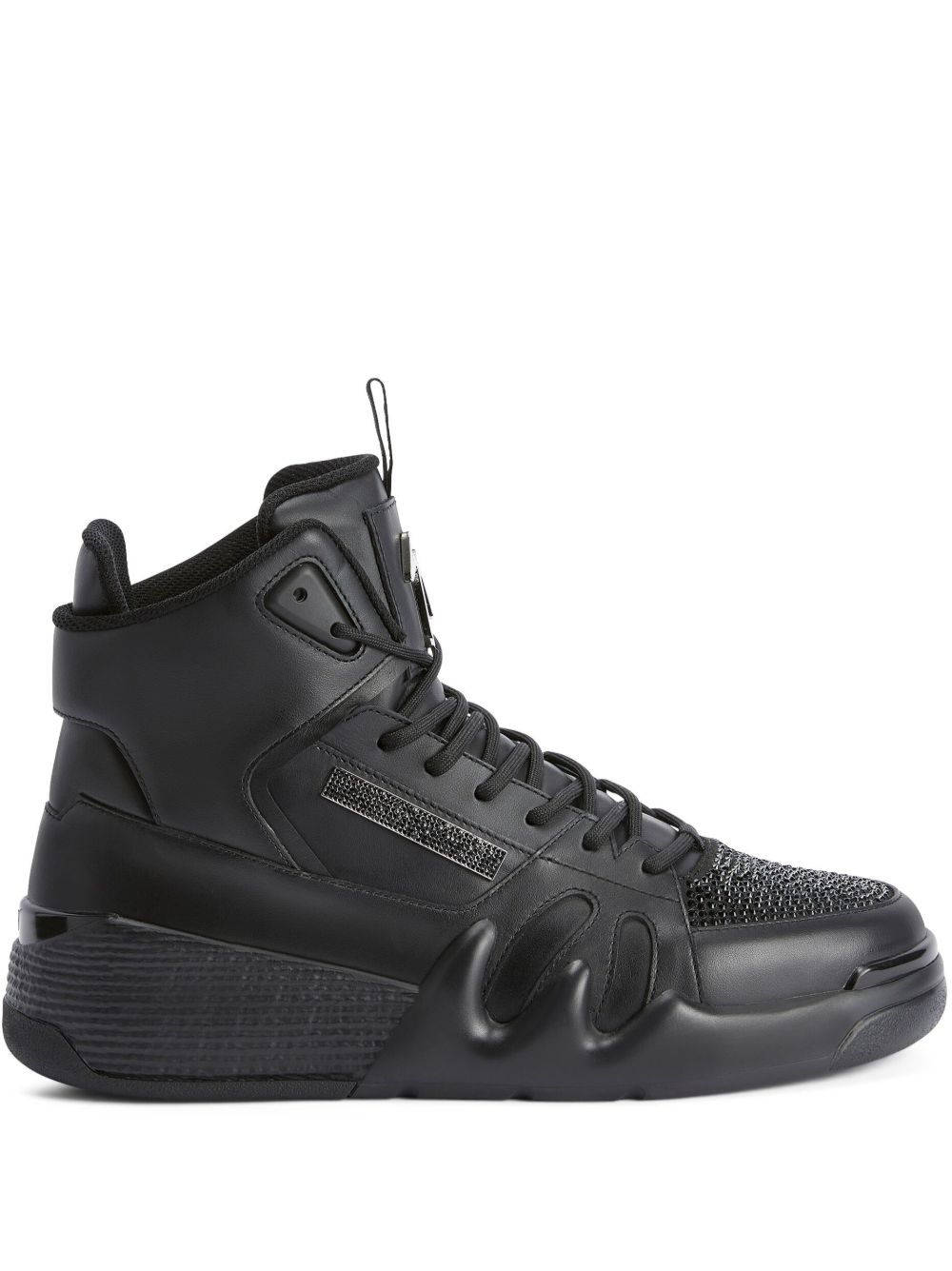 Giuseppe Zanotti Talon 皮质高帮运动鞋 - 黑色