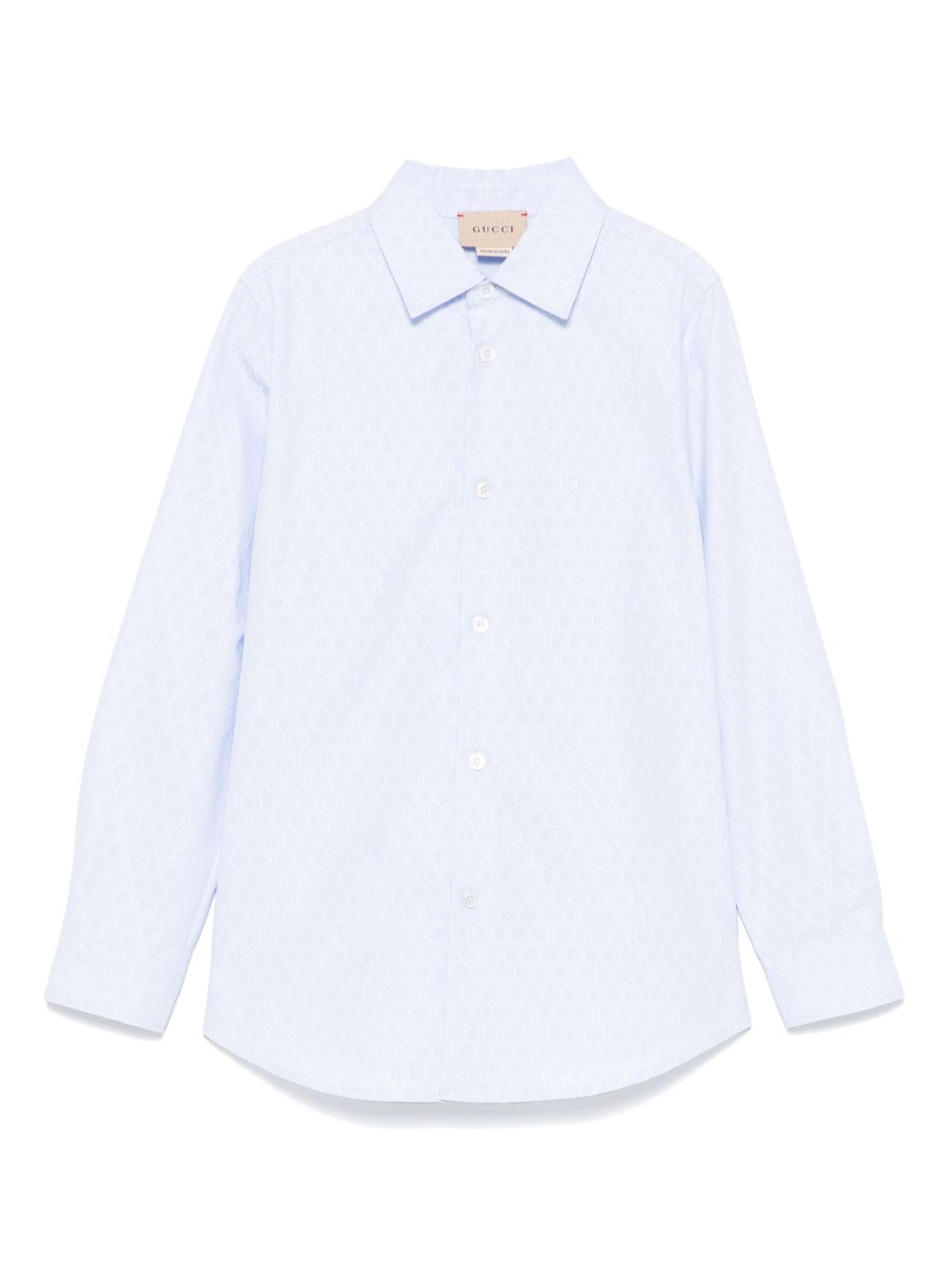 Gucci Kids 经典棉衬衫 - 蓝色