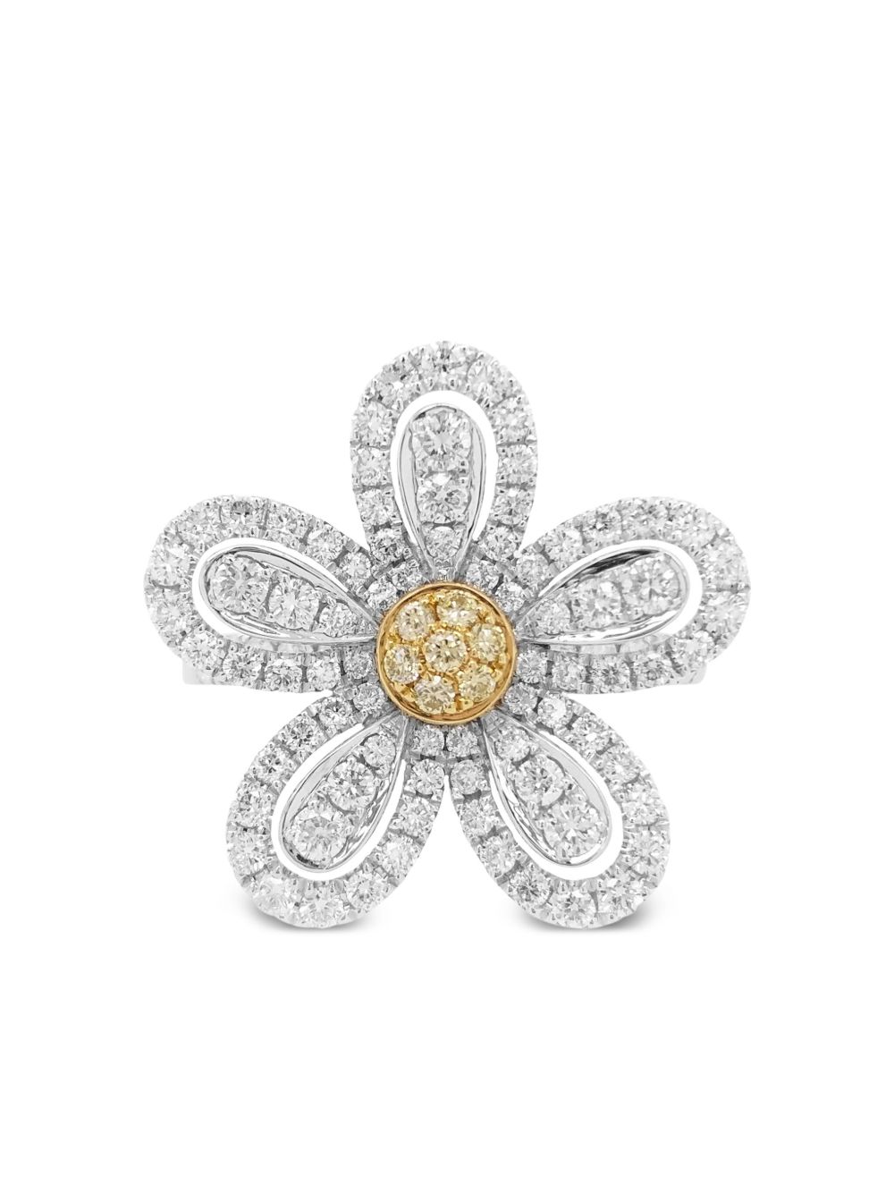 HYT Jewelry 18K黄金铂金钻石戒指 - 银色
