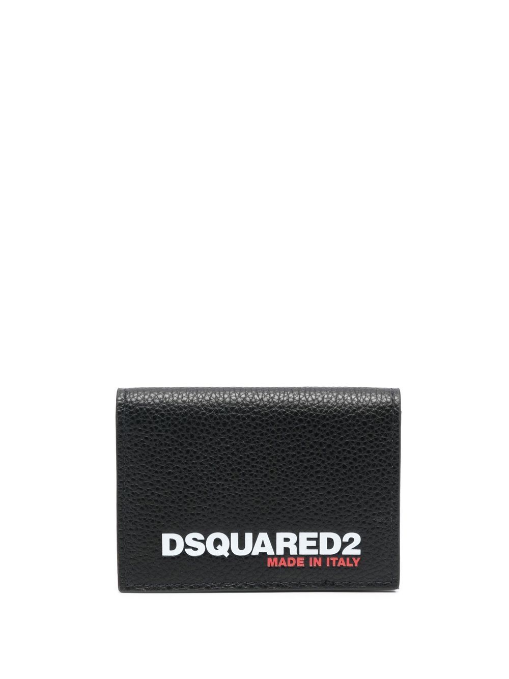 DSQUARED2 logo印花对折钱包 - 黑色