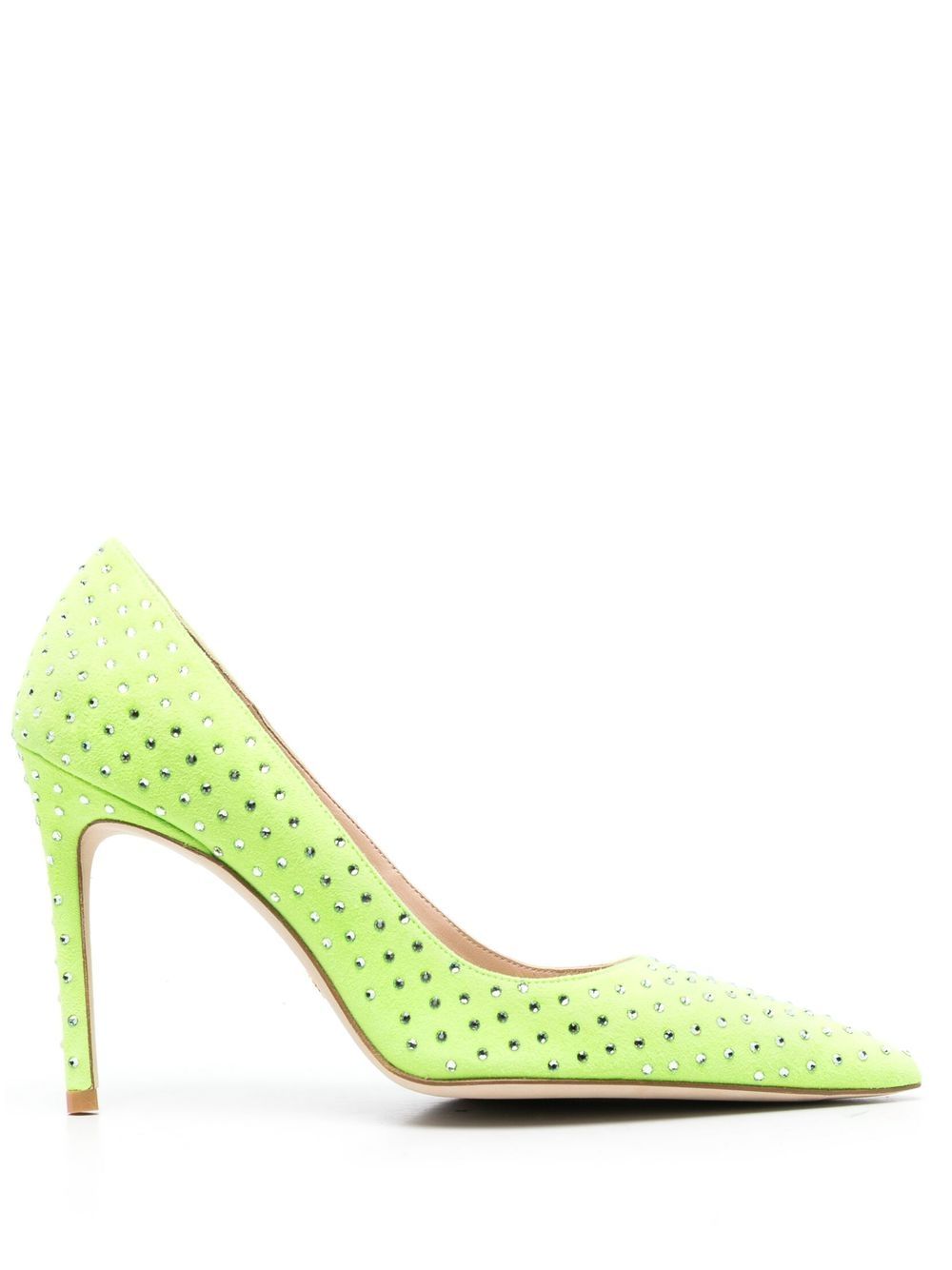 Stuart Weitzman 晶饰尖头高跟鞋 - 绿色