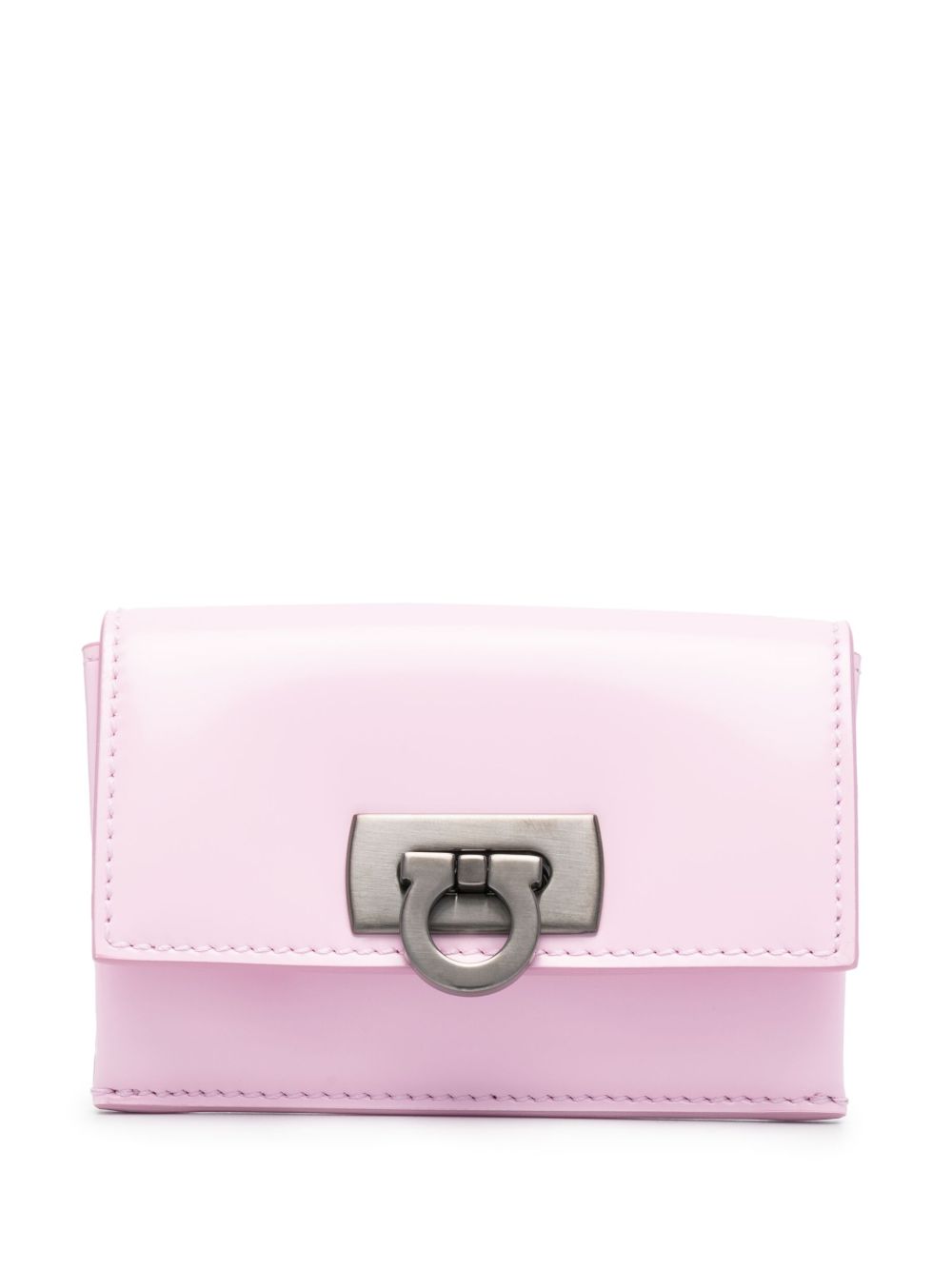 Ferragamo logo开合皮质钱包 - 粉色