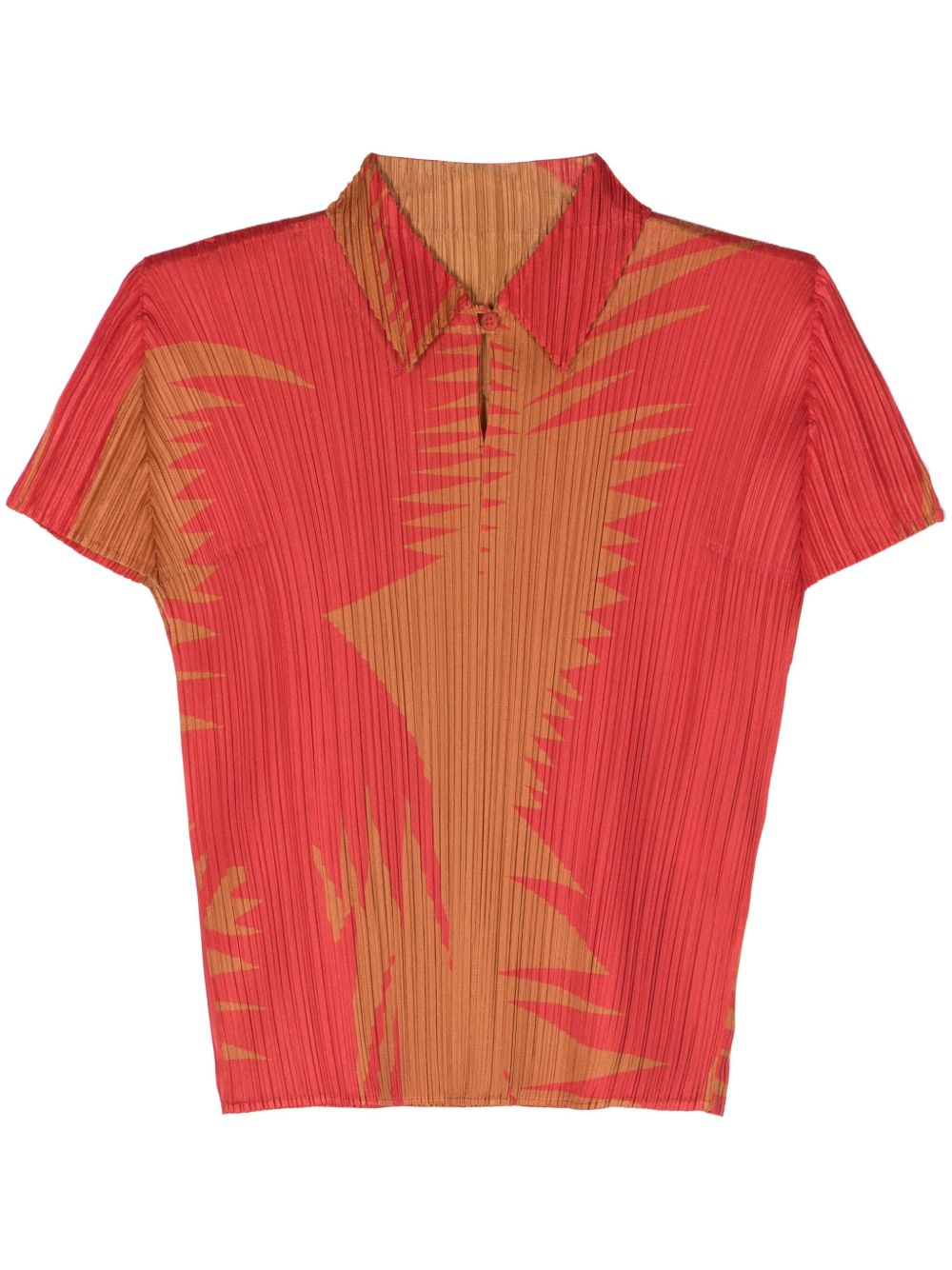 Pleats Please Issey Miyake 抽象印花细褶罩衫 - 红色