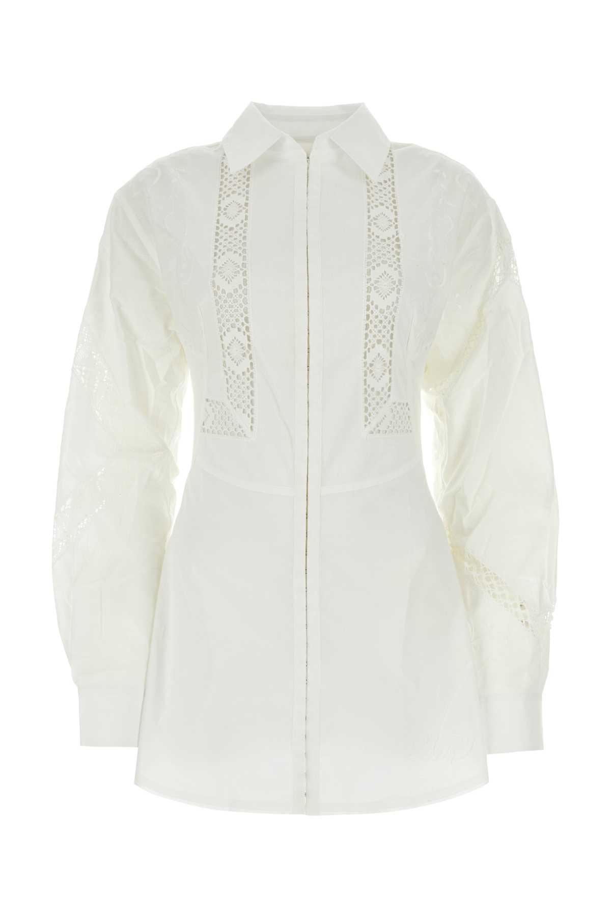 Marine Serre White Cotton Shirt Dress