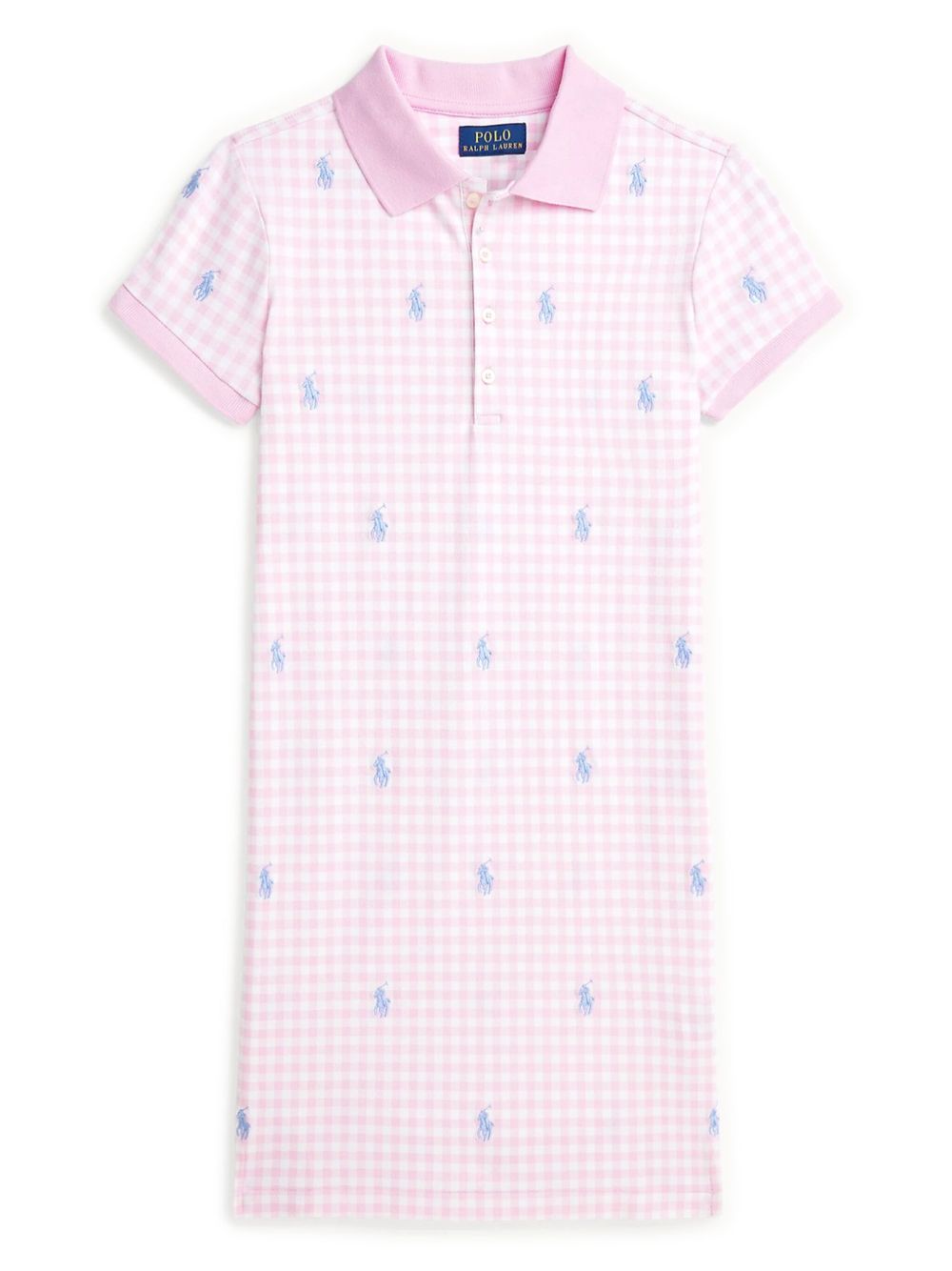 POLO RALPH LAUREN KIDS logo刺绣polo领连衣裙 - 粉色