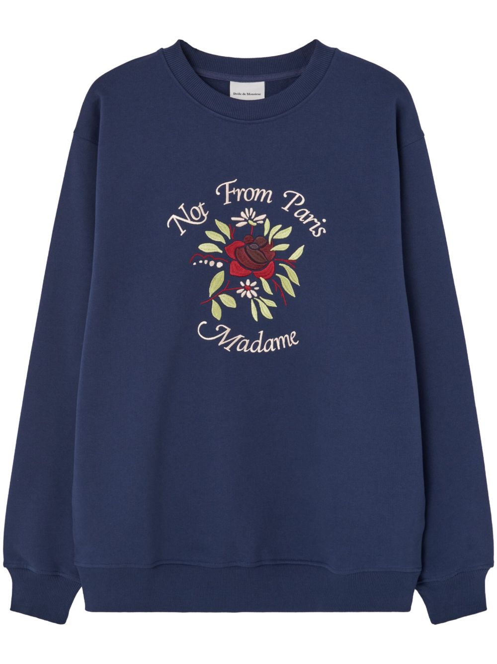 Drôle De Monsieur Slogan Fleurs 刺绣卫衣 - 蓝色