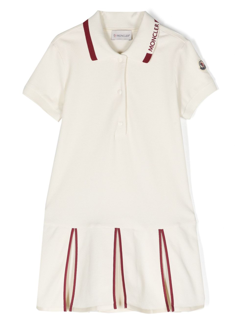 Moncler Enfant 伞形裙摆polo领连衣裙 - 白色