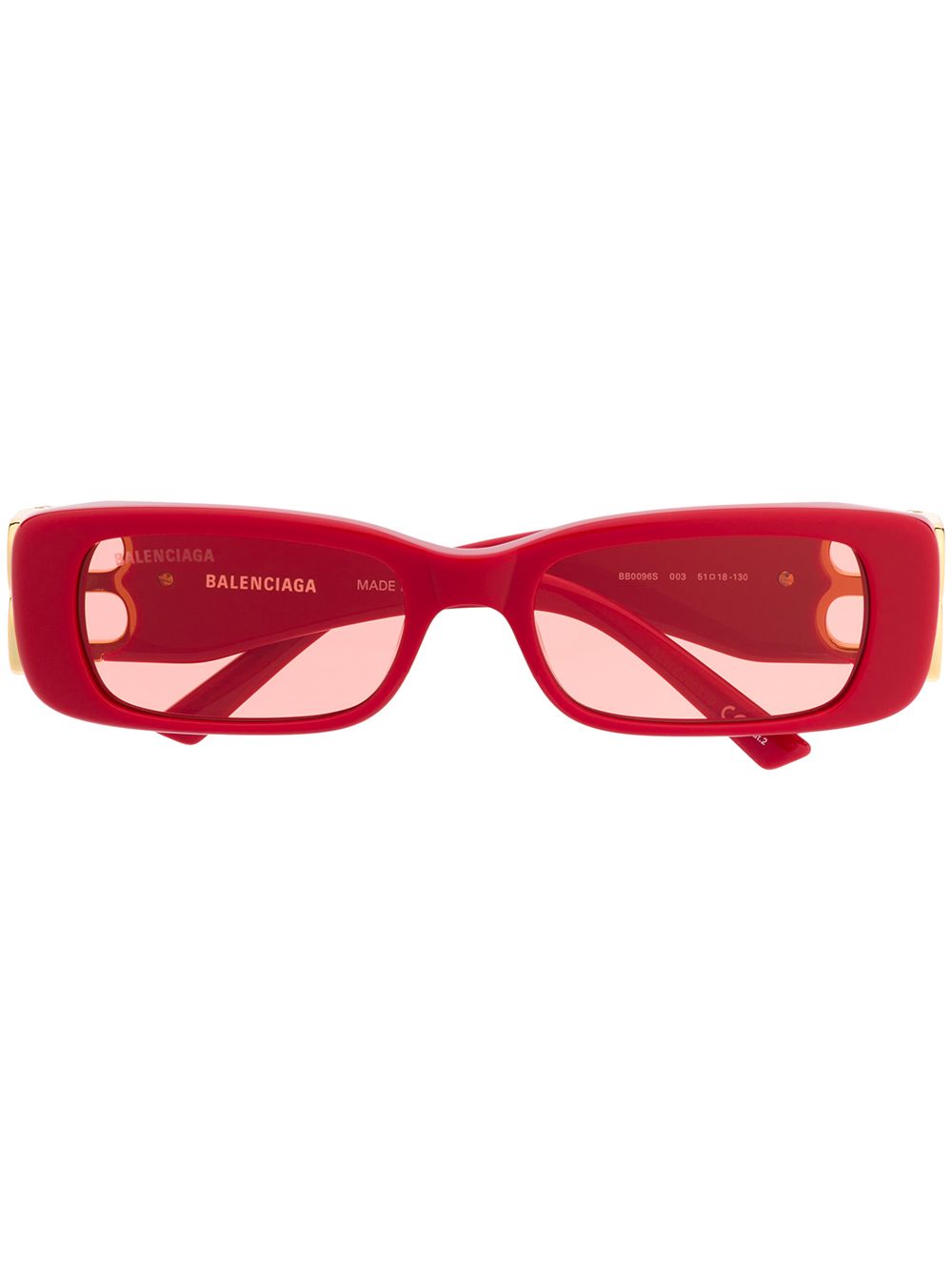 Balenciaga Eyewear Dynasty 长方框太阳眼镜 - 红色