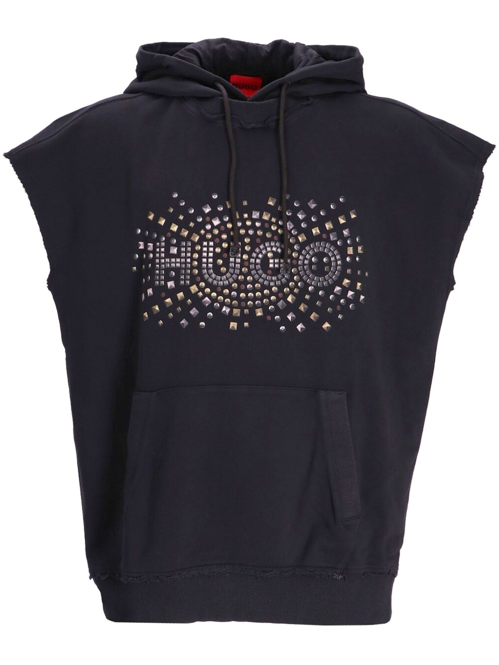 HUGO logo缀饰无袖连帽衫 - 黑色