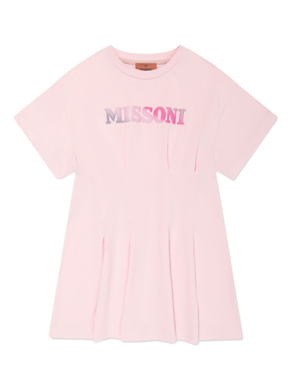 Missoni Kids logo印花连衣裙 - 粉色