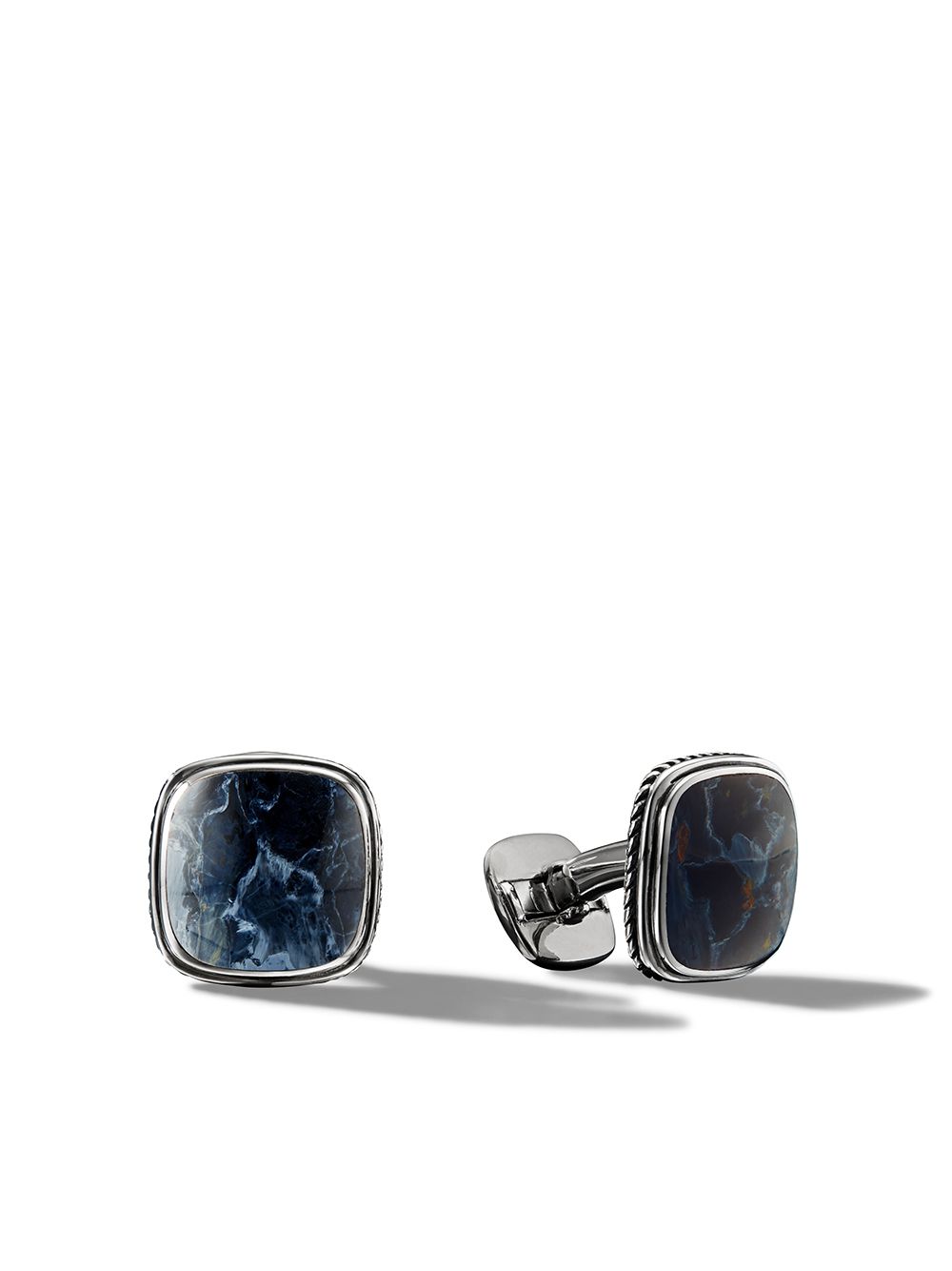 David Yurman 纯银 Exotic Stone 彼得石袖扣 - 银色