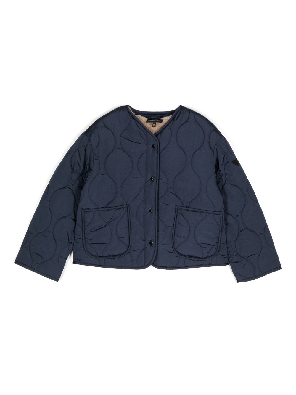 Emporio Armani Kids 拼接填充夹克 - 蓝色