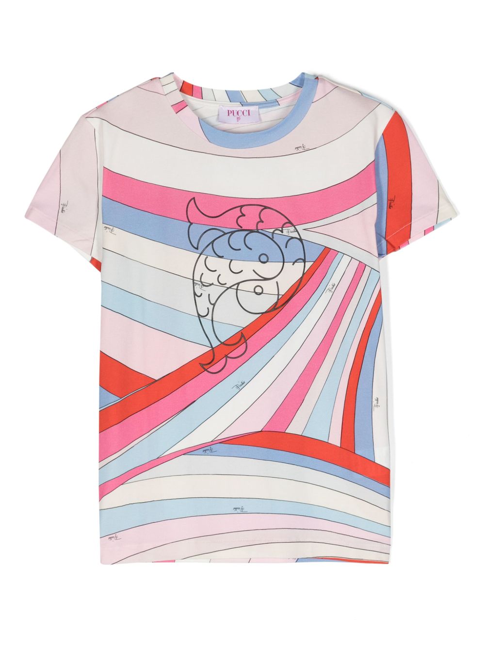 PUCCI Junior logo浮雕抽象T恤 - 白色