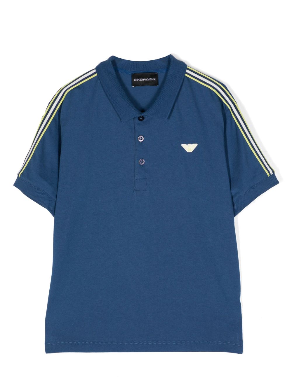 Emporio Armani Kids logo贴花棉polo衫 - 蓝色