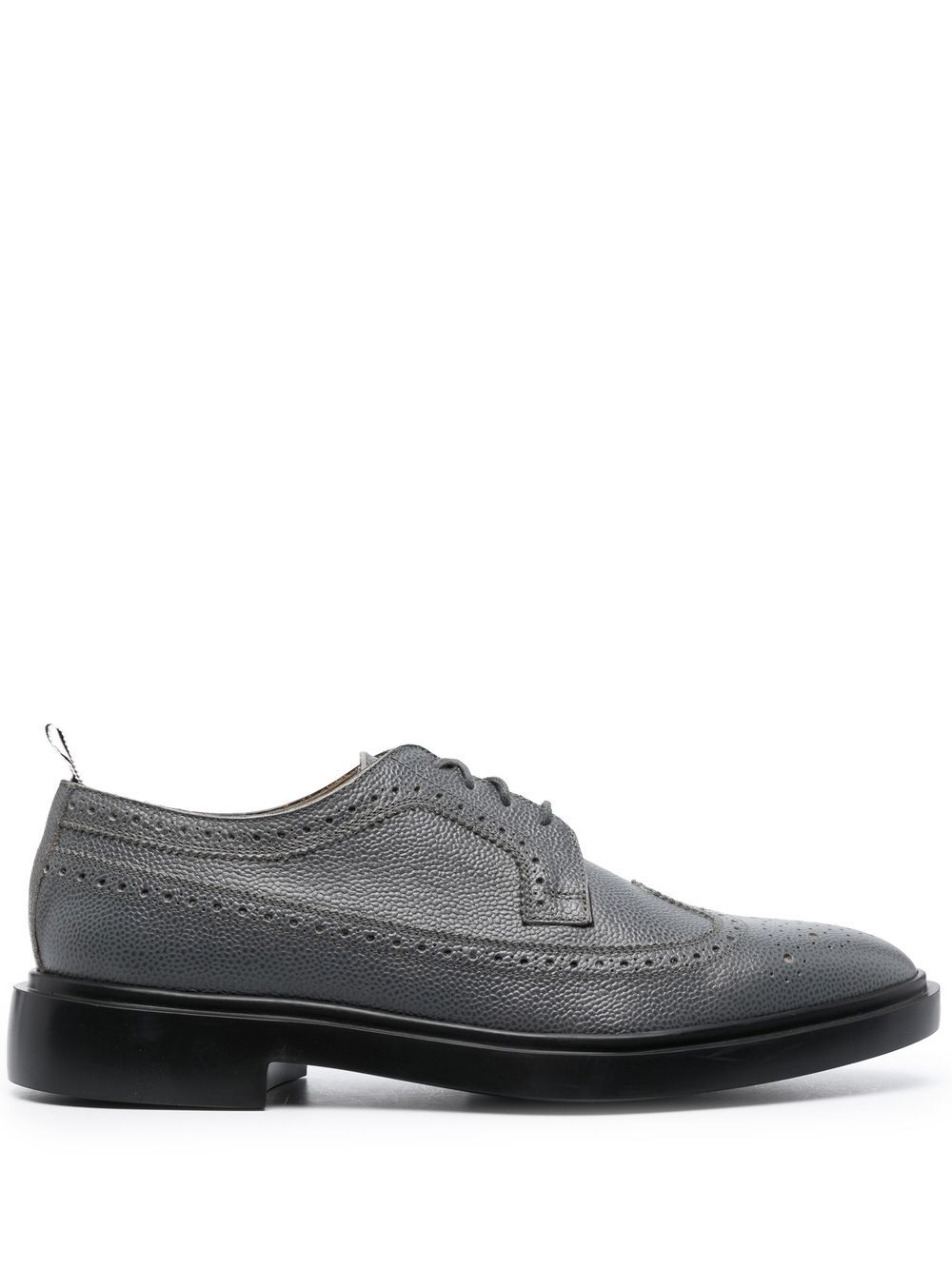 Thom Browne 杏仁形鞋头皮质布洛克鞋 - 灰色