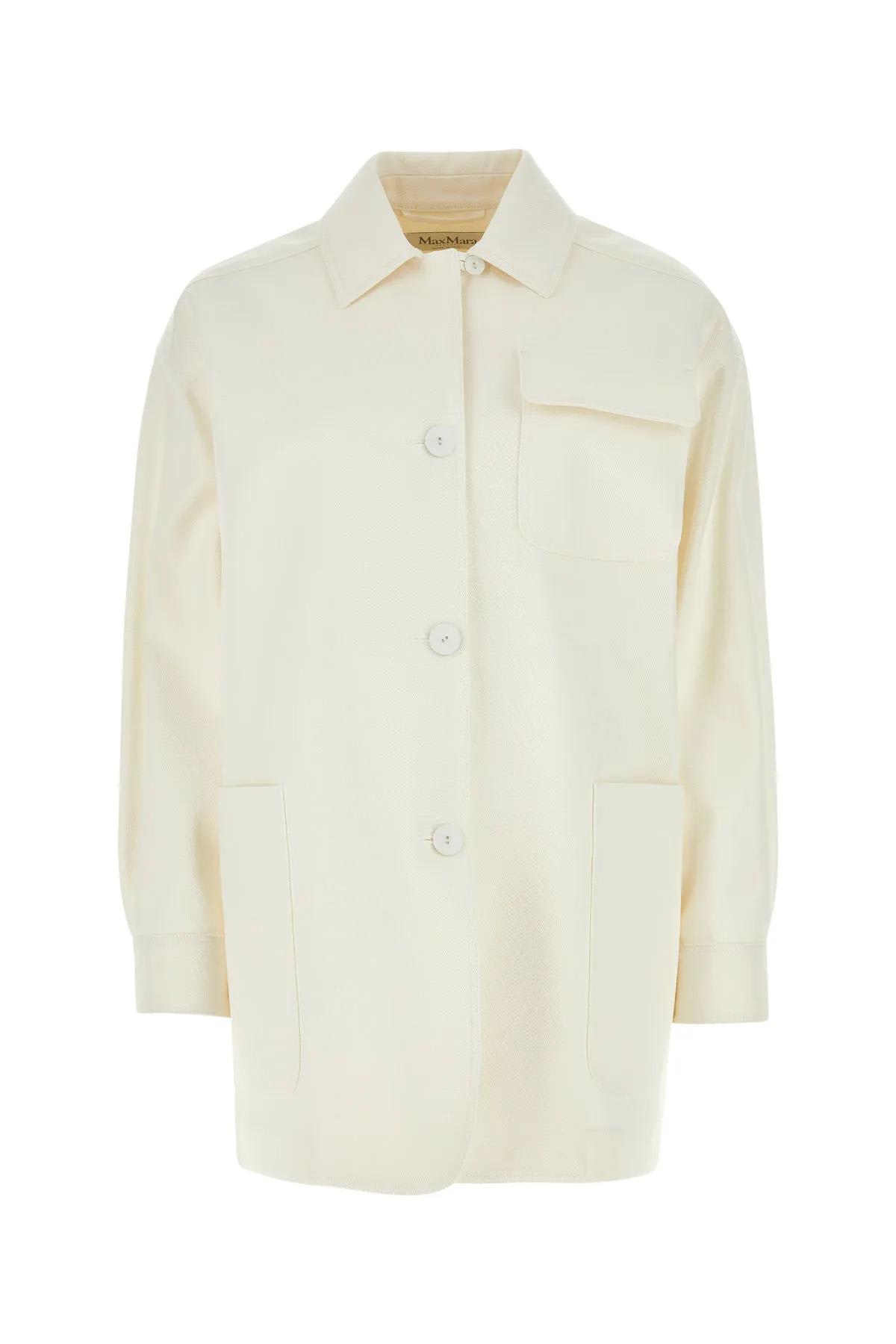 白色棉质宽松拉格泰姆西装外套 Max Mara