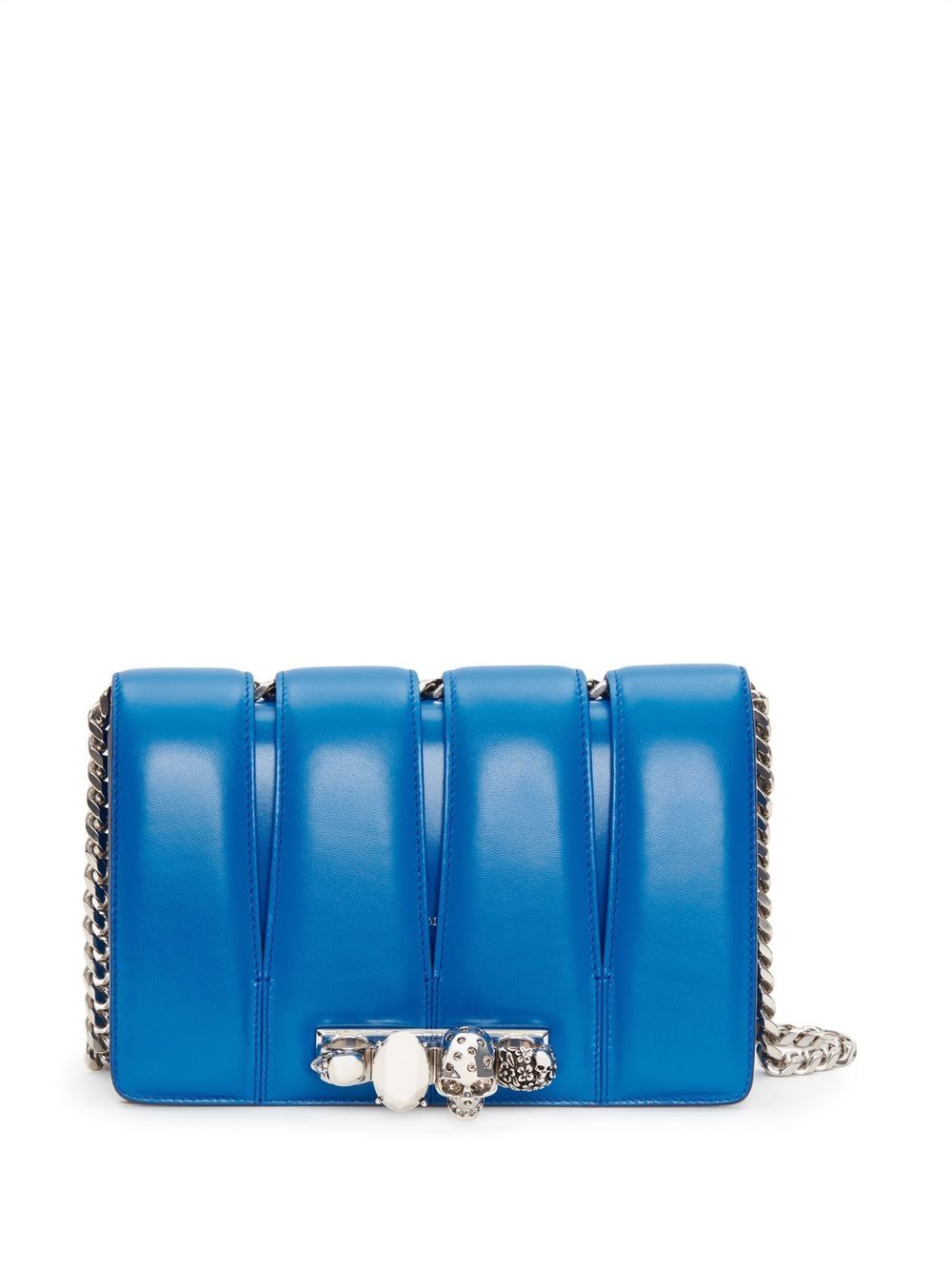 Alexander McQueen Four Ring 皮质斜挎包 - 蓝色