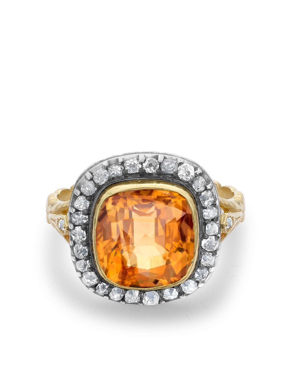 Pragnell Vintage Victorian 18K黄金黄玉钻石戒指 - 橘色